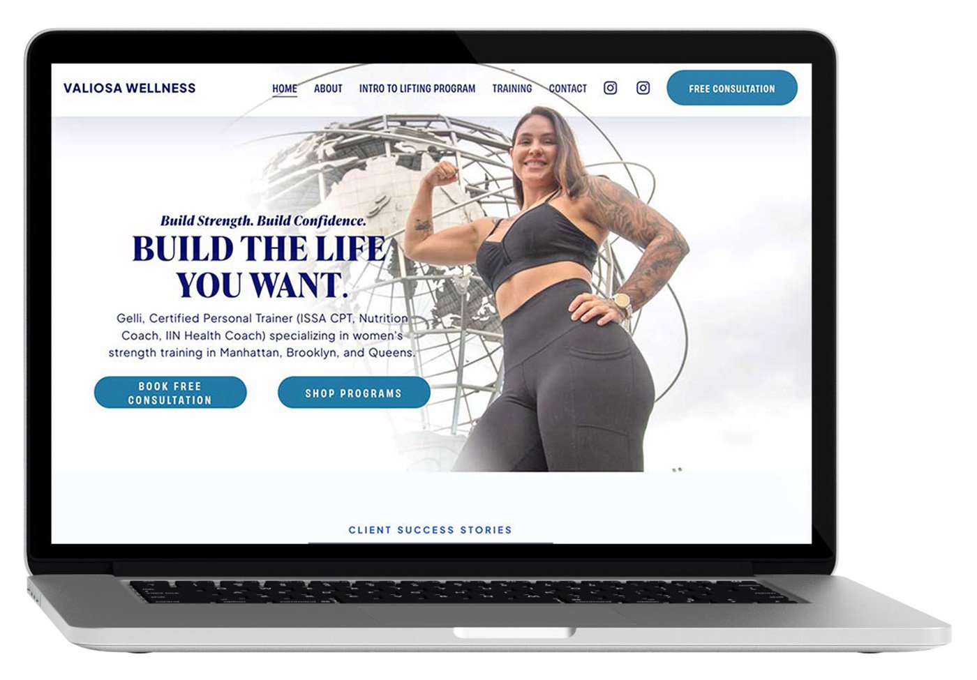 Valiosa Wellness new website displayed in a laptop mockup — redesigned by JADY Design