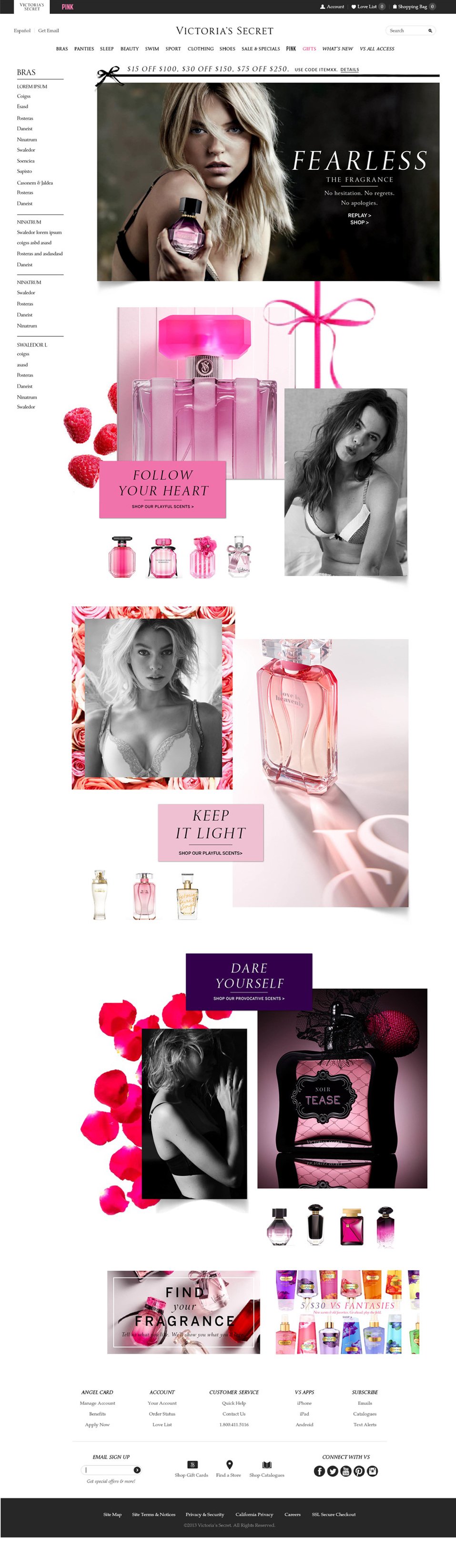 Victoria's Secret Fearless fragrance landing page