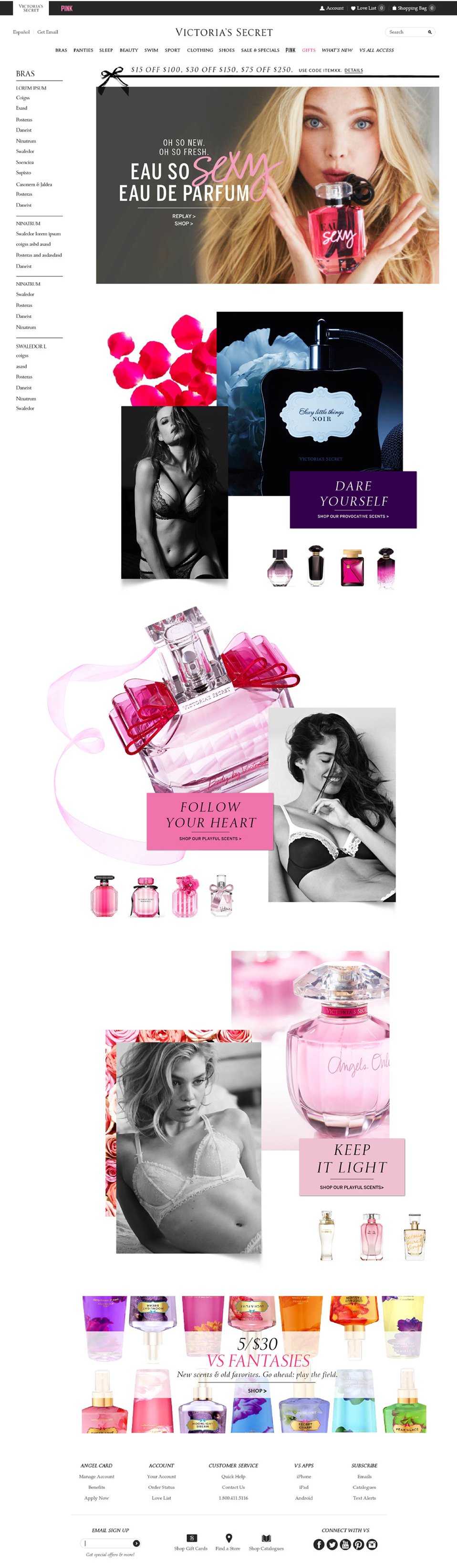 Victoria's Secret Eau So Sexy fragrance landing page